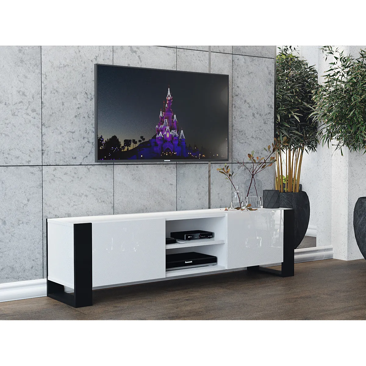 Dusine Meuble TV LOVY - Blanc Mat