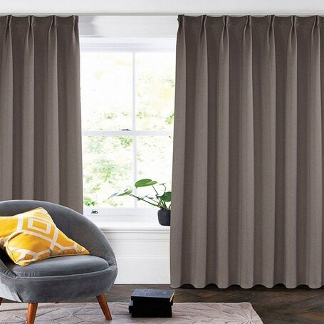 Gordijnen met Linnen Look - Haken of Ringen - Taupe
