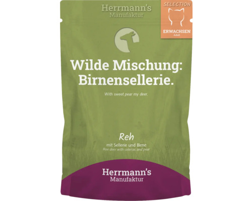 Herrmann's natvoer voor katten, hertenvlees met selderij, peer en teunisbloemolie, 100 g