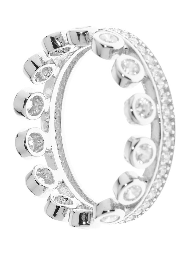 Krönchen-Ring, Zirkonia, Silber 925 rhodiniert