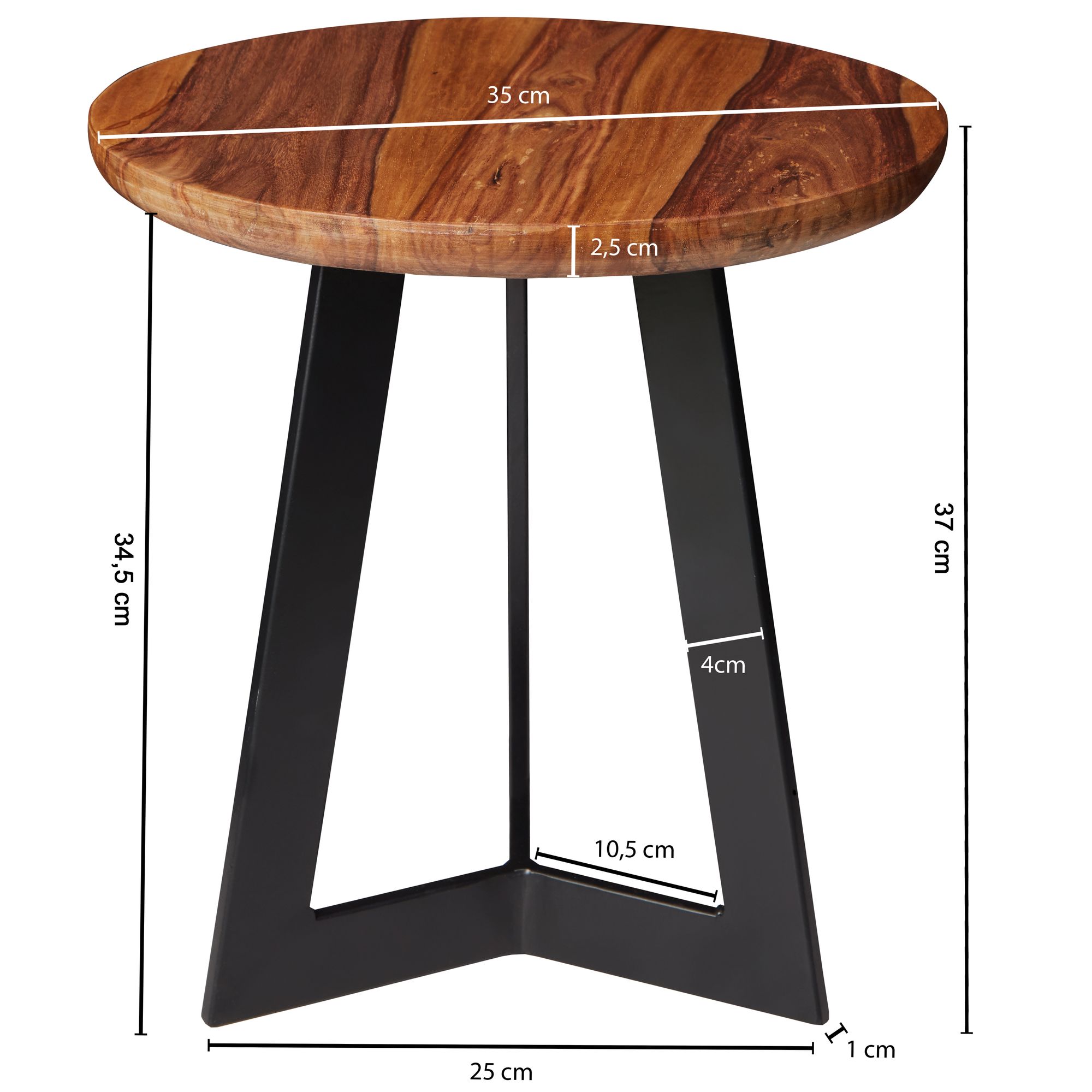 FineBuy Beistelltische 2-teilig Sheesham Metall Holz-Satztisch Industrial Hocker