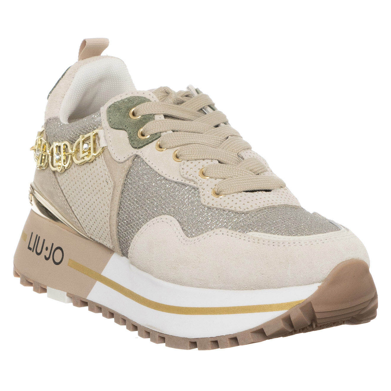 Liu-Jo Sneakers en Cuir Maxi beige/gris