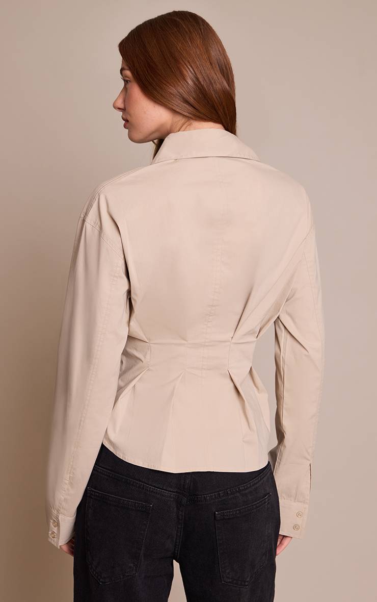 Gris Pierre Chemise À Carreaux Plissée Avec Taille Cintrée