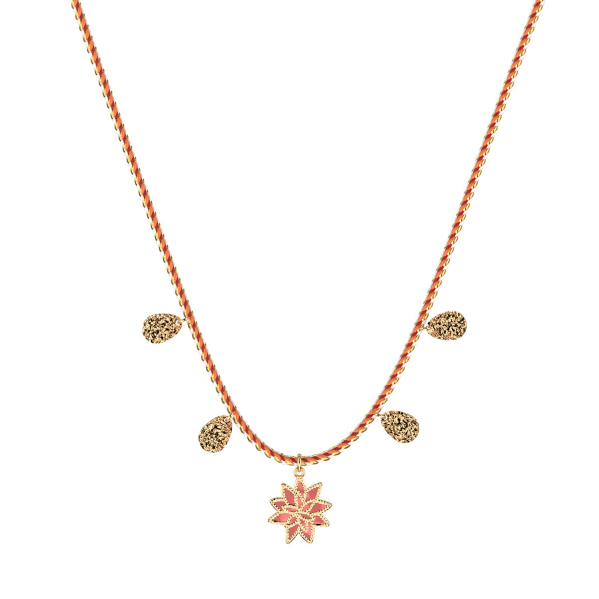 Collier Les Georgettes Les Cadettes dorépampilles fleur de lotus corail