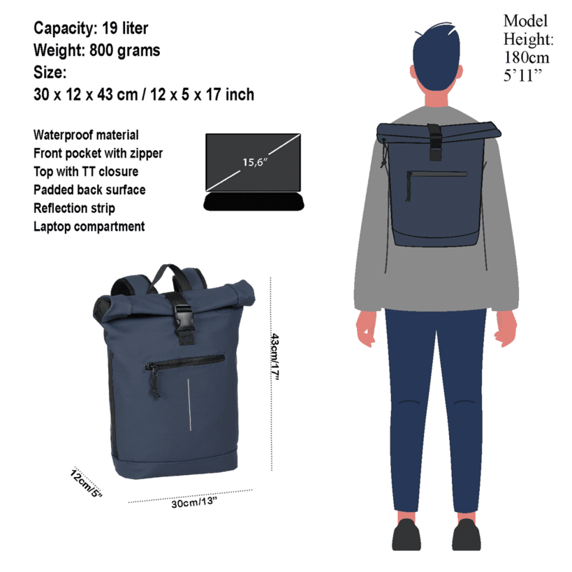 New Rebels Mart New York Rolltop Backpack Navy