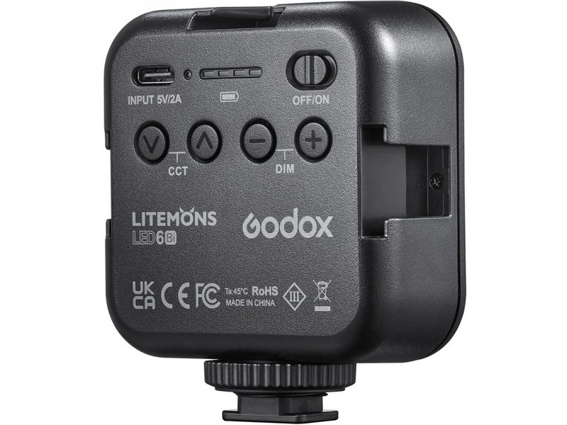 Godox Videoleuchte LED6Bi Panel LED Ein taschengrosses und ultraleichtes Bi-Color LED6Bi-Panel aus der Litemons-Reihe mit integriertem Akku