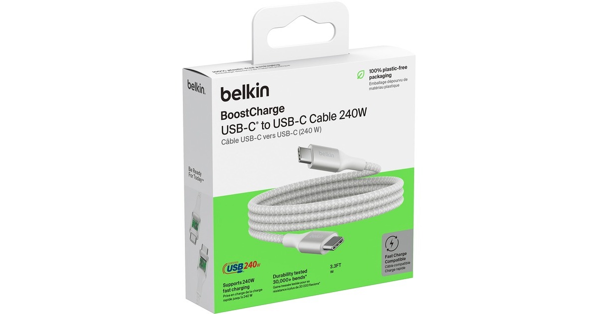 BelkinBoostCharge USB-C > USB-C kabel  (Wit, 1 meter, 240 W)
