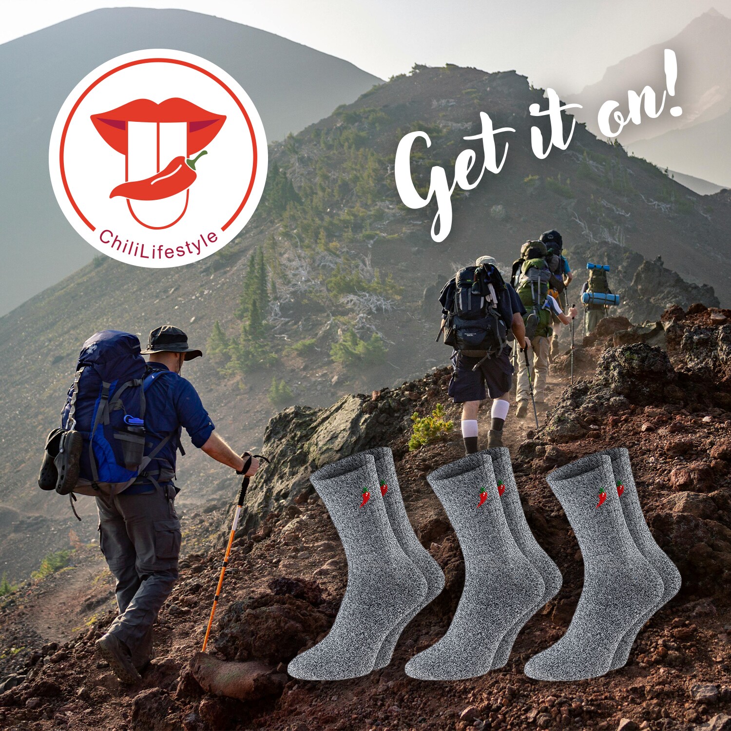 Chili Lifestyle Trekking Socken Baumwolle3 Paar gepolstert