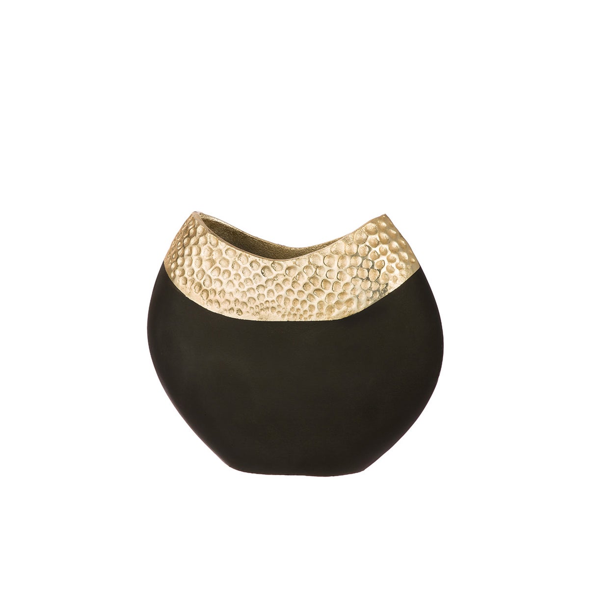 GILDE vaas, decoratief object, hoogte 23cm, breedte 26cm, goudkleurig, zwart aluminium