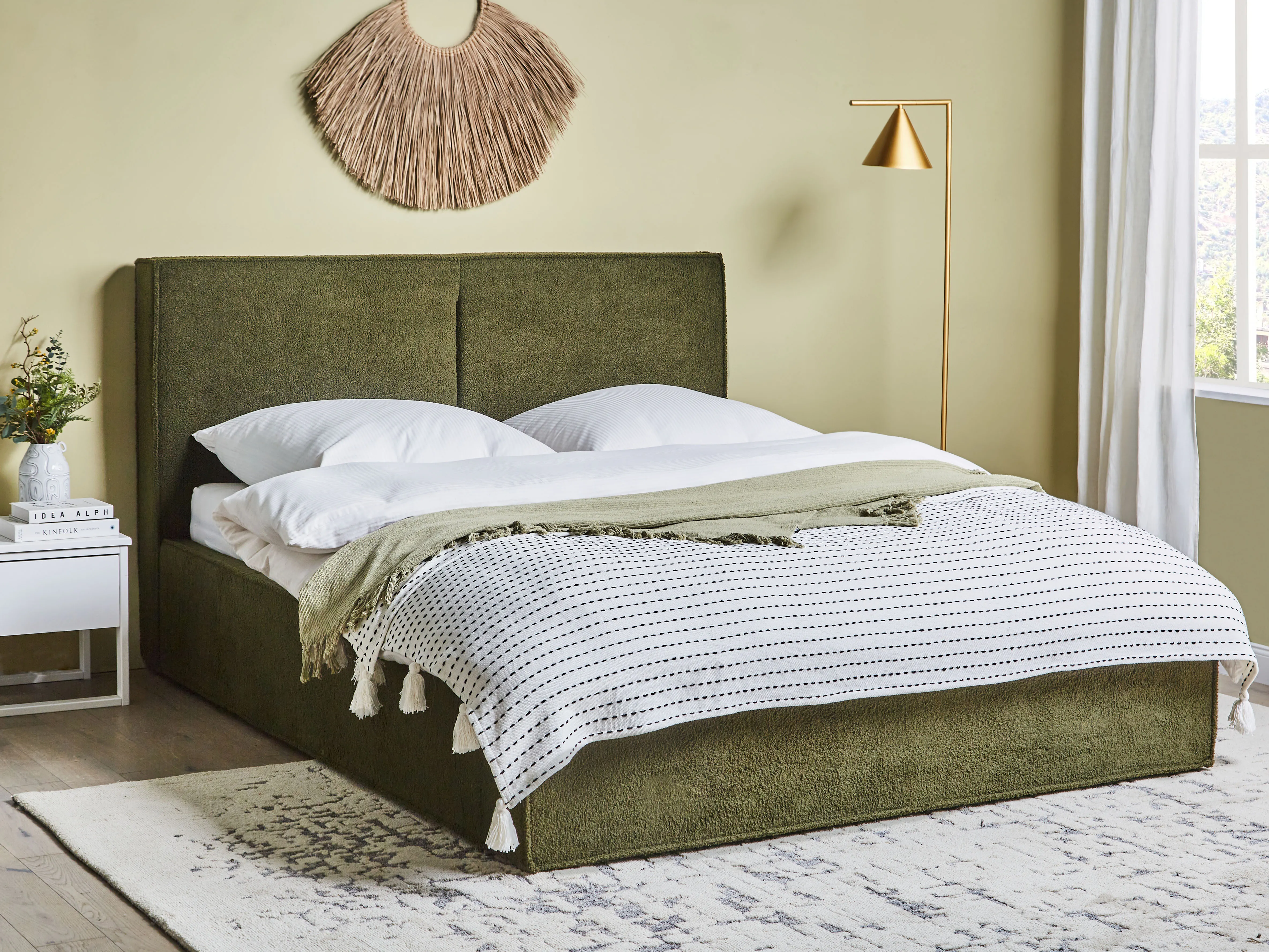 Bed met opbergruimte Bouclé MOISSAC 160 x 200 cm Donkergroen