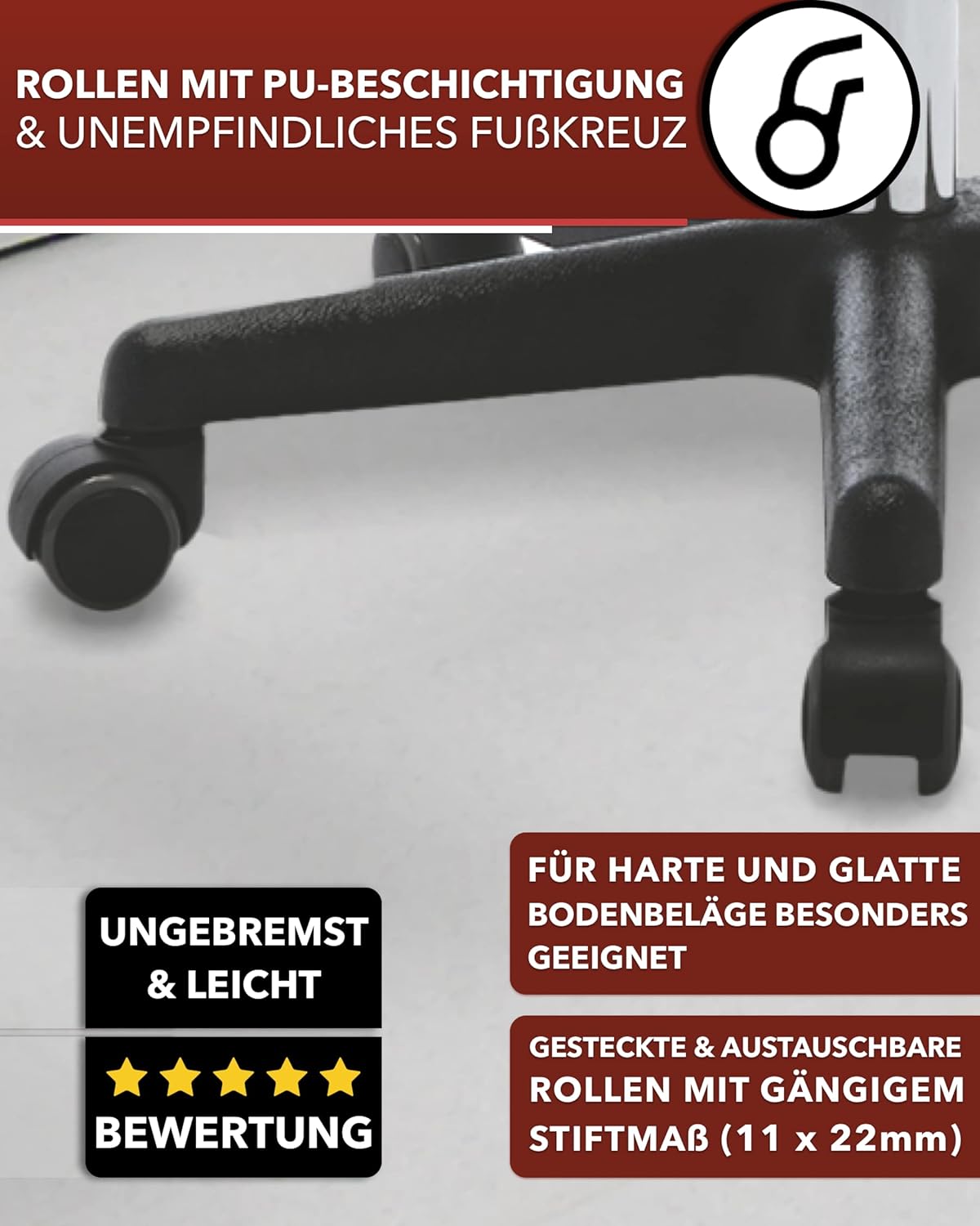XL Profi Rollhocker höhenverstellbar - 40 cm Sitzbreite - Sitzhöhe bis knapp 70cm - Arzthocker Arbeitshocker Bürohocker Praxishocker Drehhocker Sitzhocker (Stoffbezug grau)