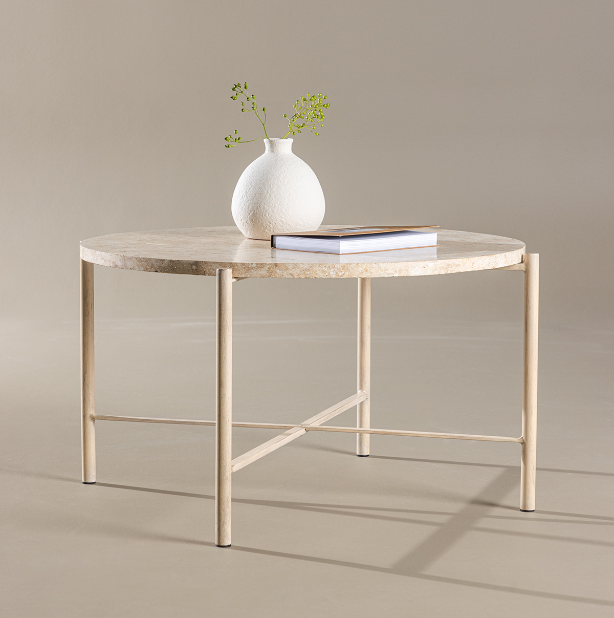 Salontafel Thora - met stenen blad Beige