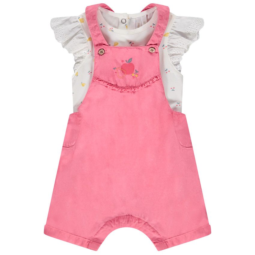 Ensemble 2 pièces avec salopette courte pour bébé fille - Multicolore
