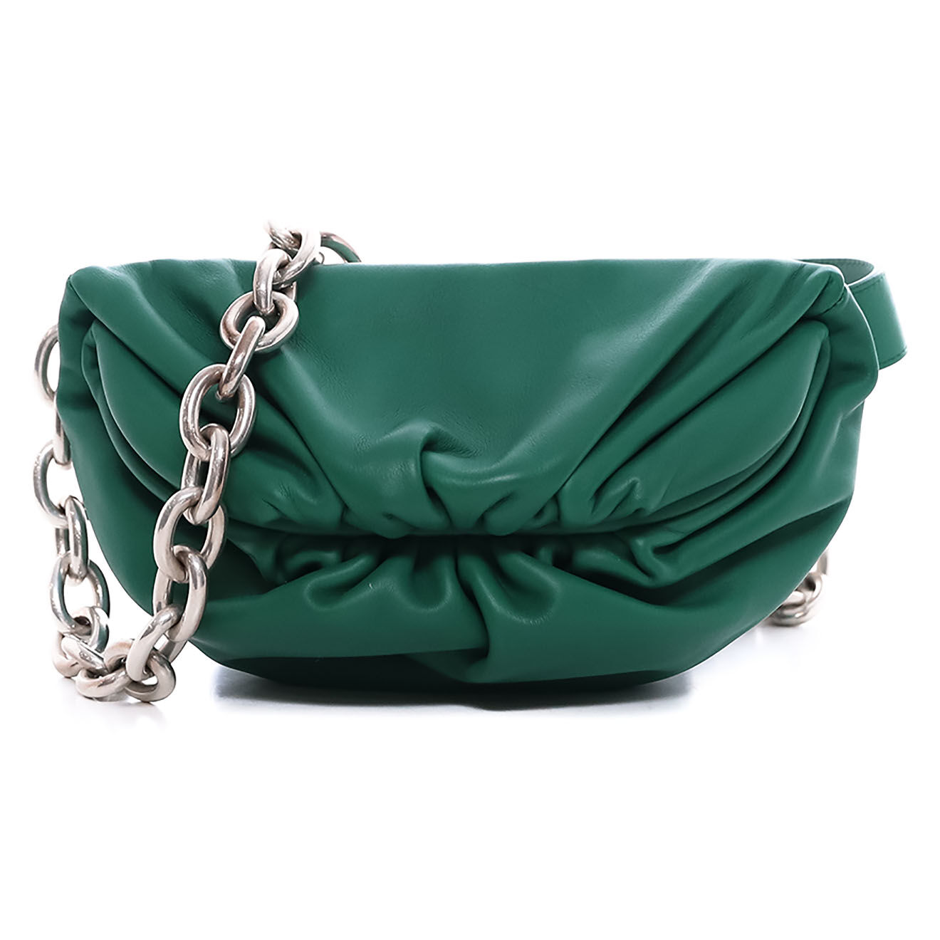 Bottega Veneta Sac bandoulière Pouch Chain en Cuir vert - Très bon état - L.22 cm