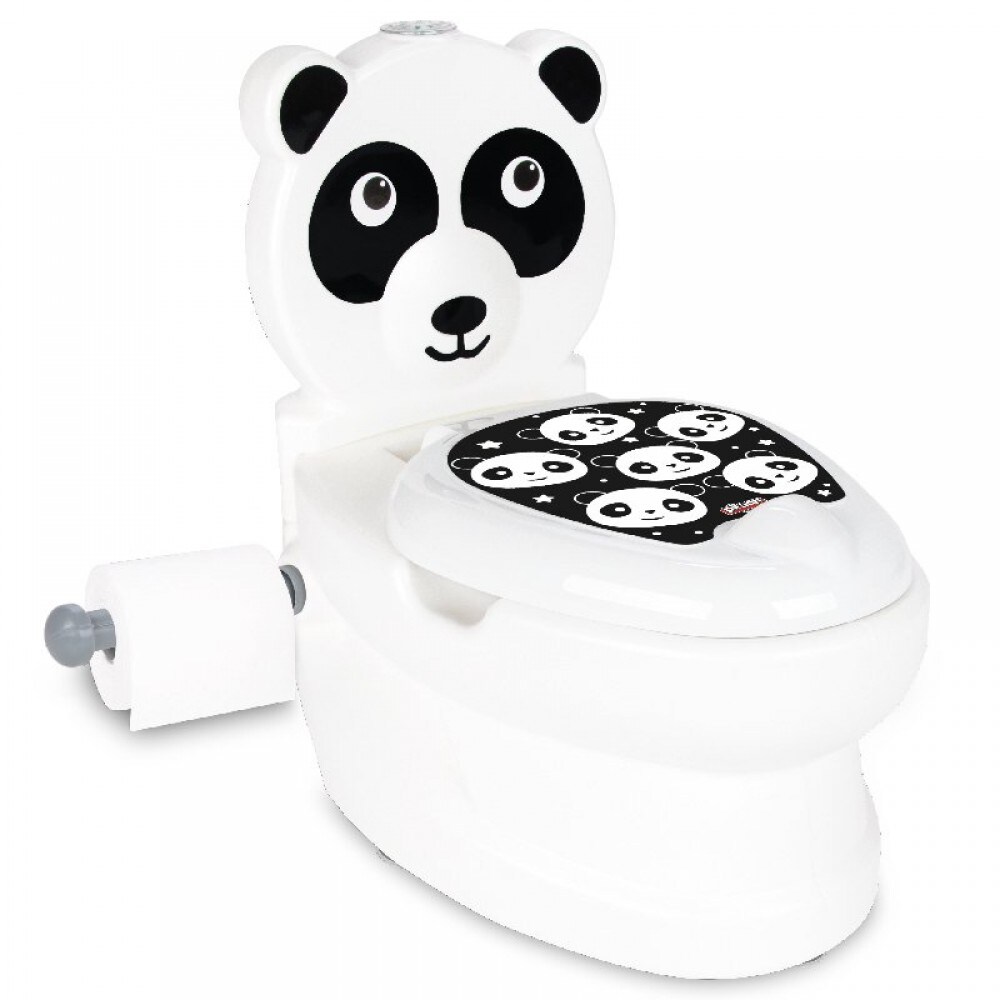 Pilsan Töpfchen Panda 07561 Toilettenpapierhalter, Musik, Licht, Klappdeckel weiß