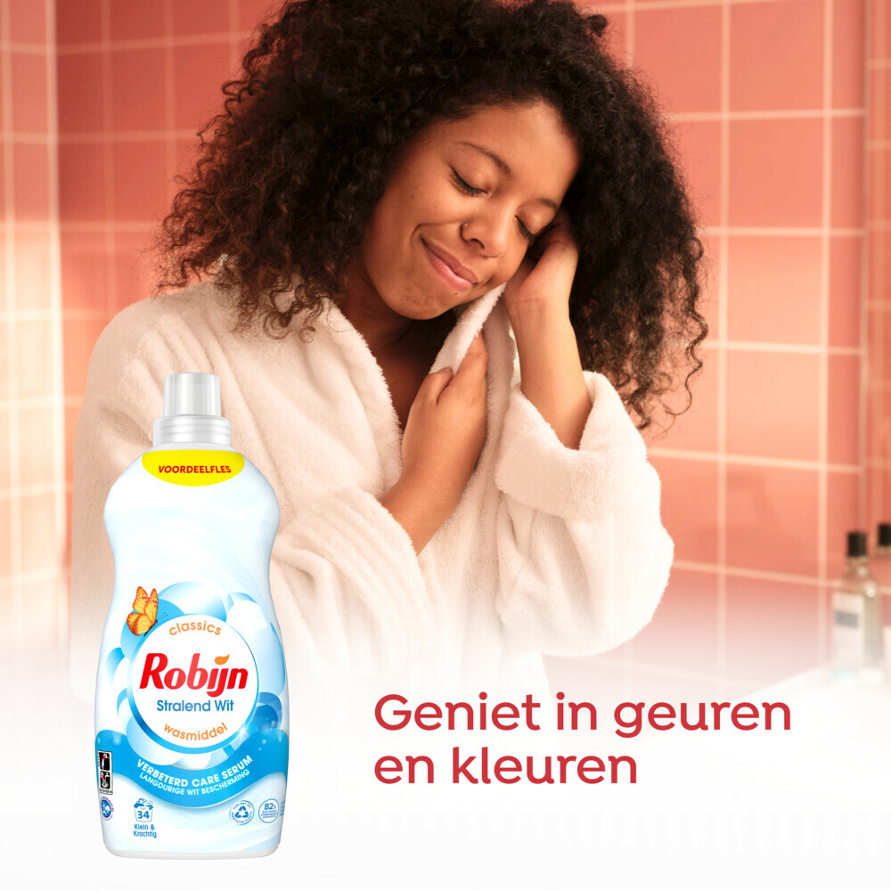 4x Robijn Klein & Krachtig Wasmiddel Stralend Wit 34 Wasbeurten1,19 liter