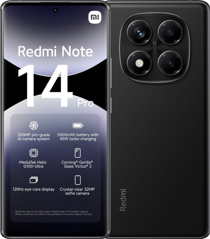 Xiaomi - Redmi Note 14 Pro - Smartphone - Zwart - 200MP Camera