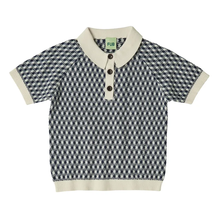 FUB Polo Maille Fine Harlekin Coton Bio | Bleu marine