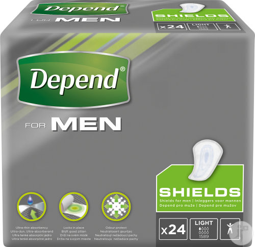 Depend Men Shields Protège-Slips Hommes Incontinence Et Fuites Urinaires 24 Pièces