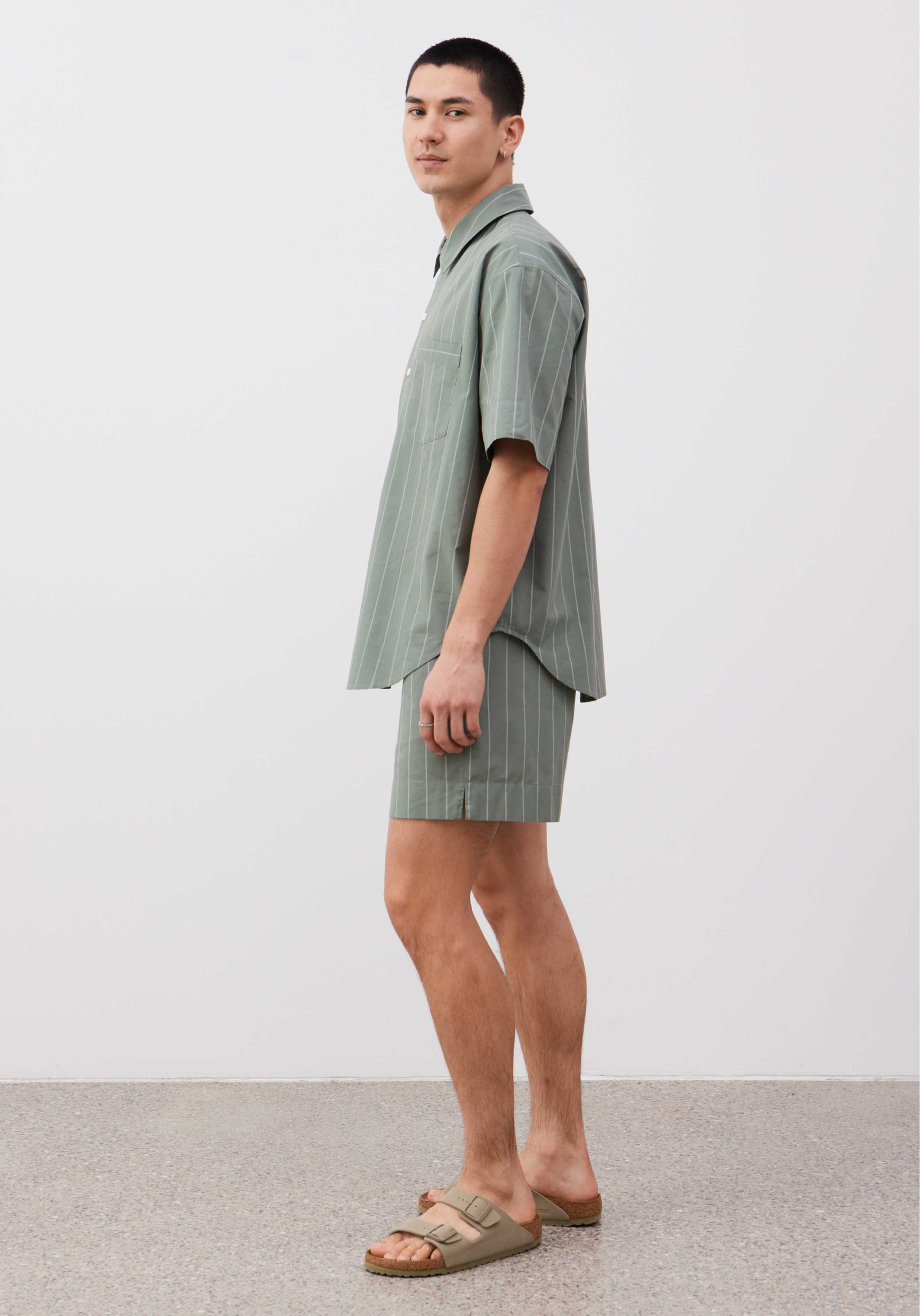 Lavie Kurzarmhemd John Striped Fichtengrün/Undyed
