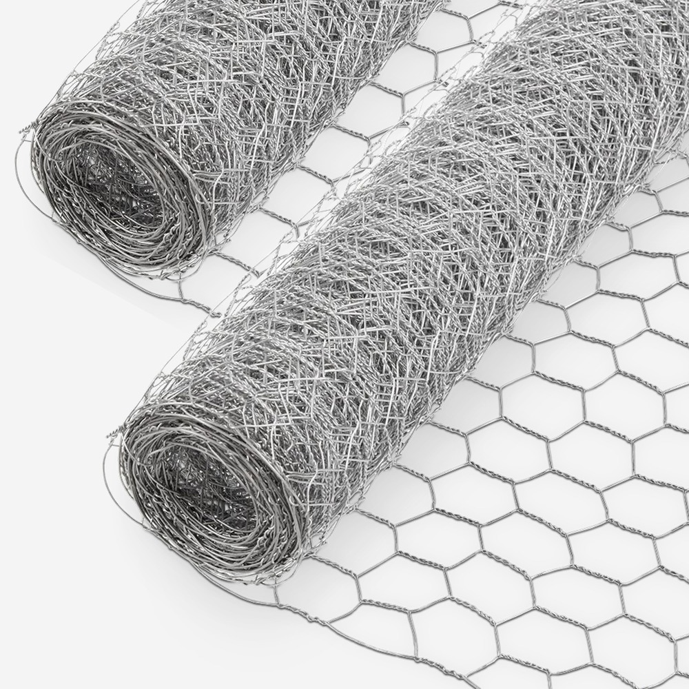 Grillage à poule 1x25m (lot de 2). Triple torsion. Acier et pvc