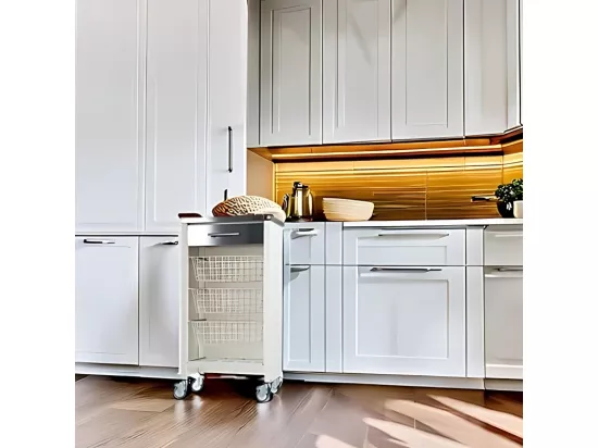 Desserte de cuisine plateau supérieur en Acier Inoxydable - Blanc, Inox - 93*48*34cm - CHELSEA