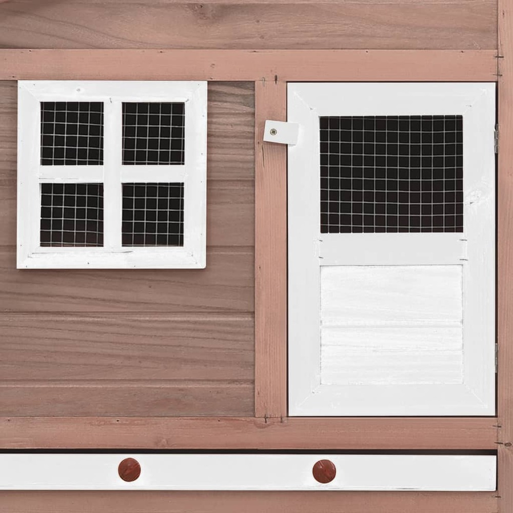 Poulailler avec nichoir 191 x 67 x 117 cm bois de sapin massif moka et blanc