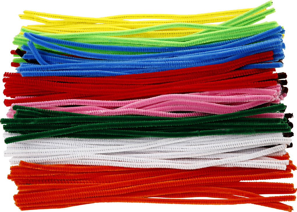 Chenille - L 30 CM - Tykkelse 6 MM - Assorterede Farver - 200 Assorterede
