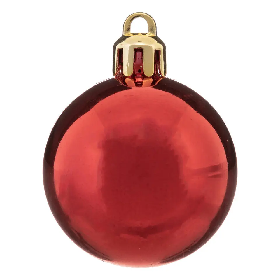 Atmosphera Kerstballen - 12x - kunststof - goud-rood-groen - 4cm