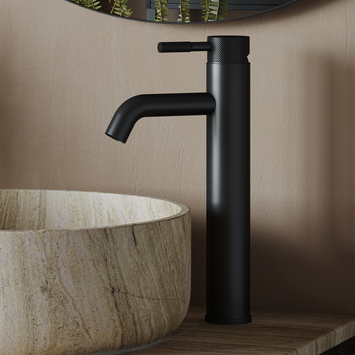 Saniclear Plus Curved hoge wastafelkraan zwart mat