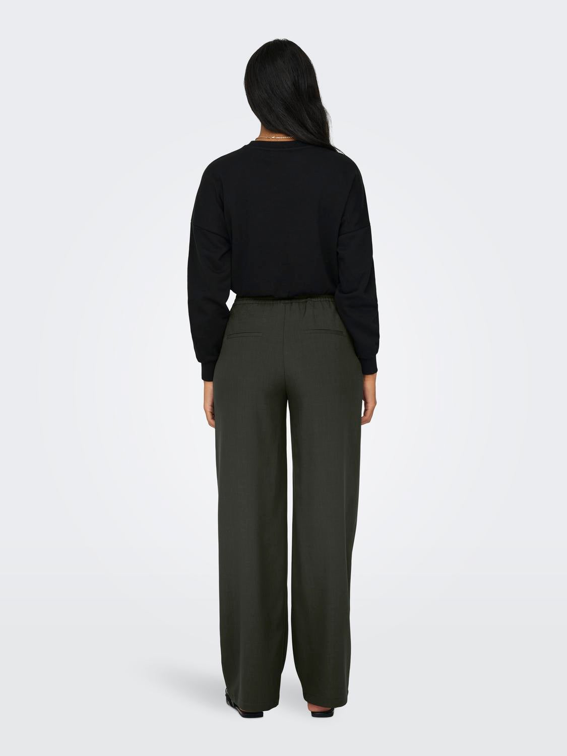 ONLGINNY Hohe Taille Weiter Beinschnitt Hose mit weitem Beinschnitt Black Olive