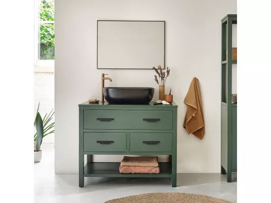 Meuble de salle de bain en acacia massif 90 cm