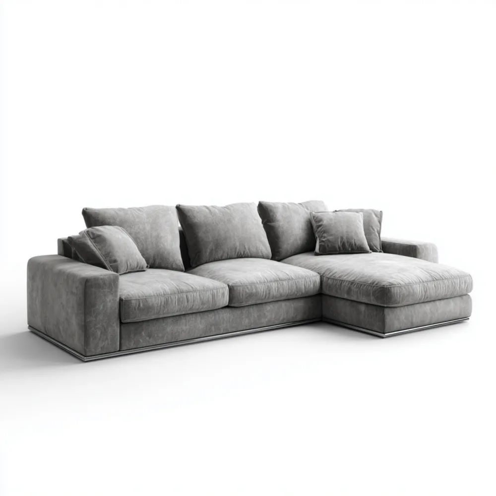 Ecksofa Stoff 280x160x90 cm – Hellgrau – Moderner Stil