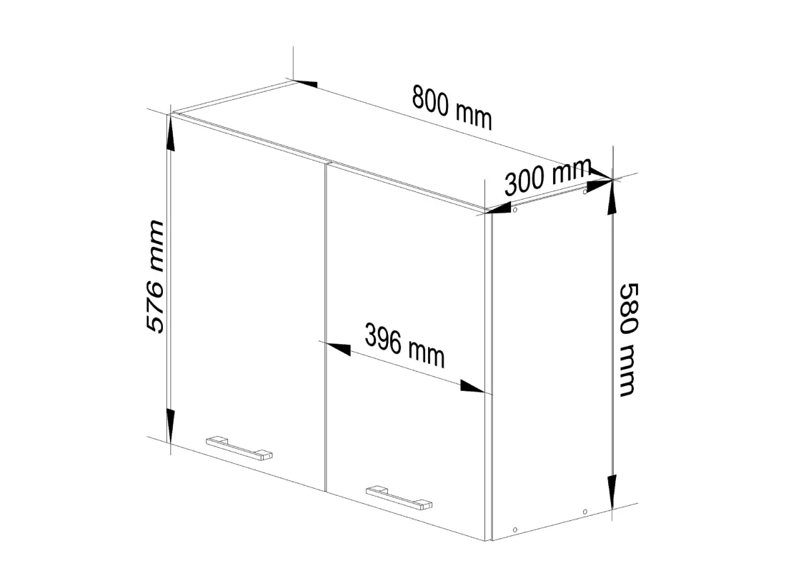 Armoires de cuisine haute AKORD W80 OLIWIA Blanc 80 cm 2 portes façade Béton 2 étagères 80x30x58 cm