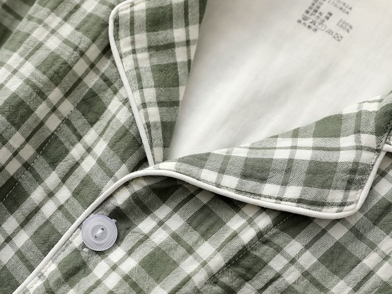 Finlies - Pyjamaset: geruit overhemd met zakdetail + broek
