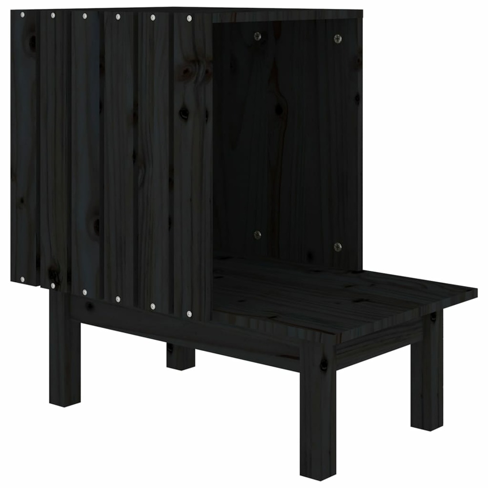 Maison pour chat noir 60x36x60 cm bois de pin massif