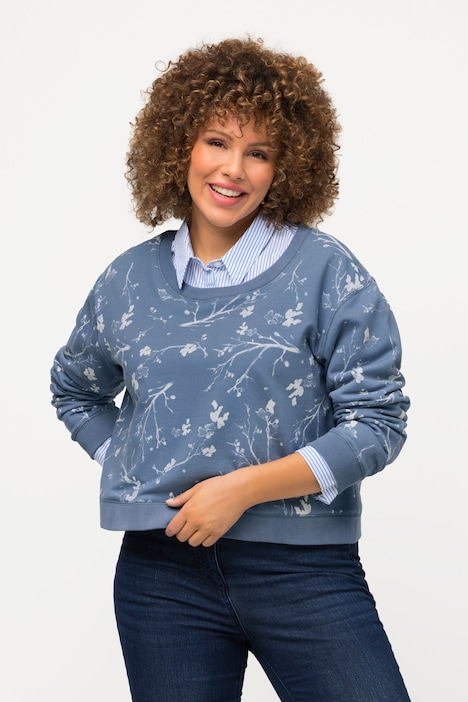 Sweatshirt, Oversized, kurz, Rundhals, Langarm