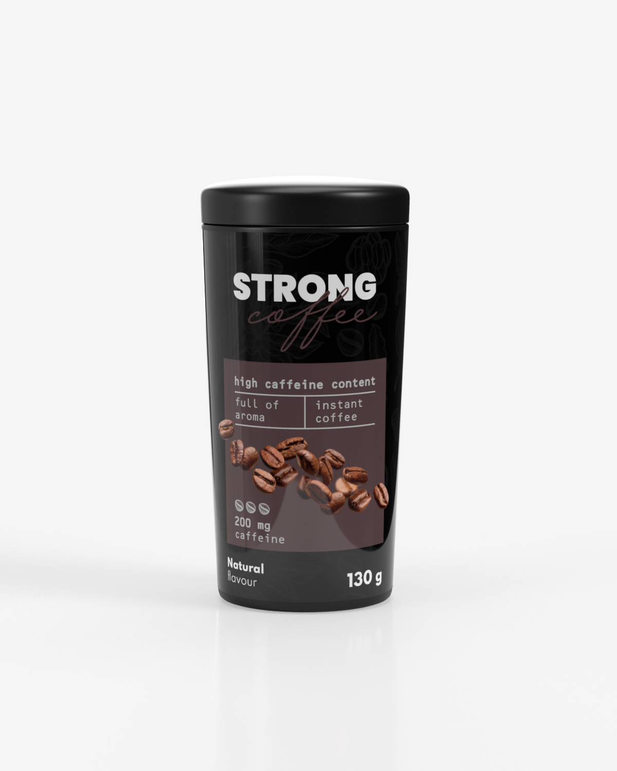 3x BodyFuel Strong Instant Coffee Natural 130g