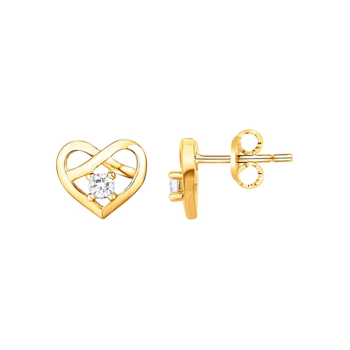 Boucles d'oreilles clous en Plaqué Or avec oxyde de zirconium blanc