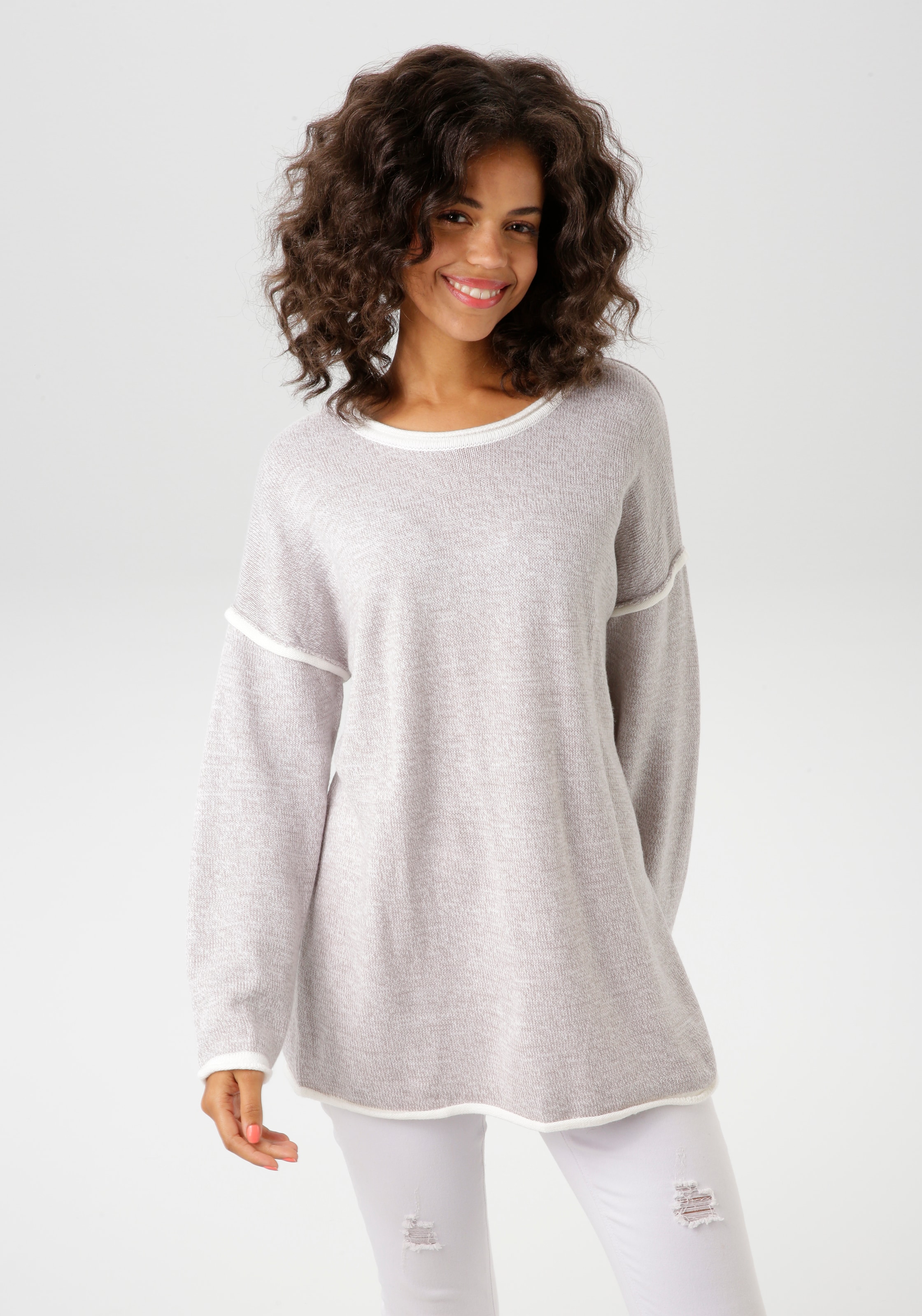 Aniston CASUAL Strickpullover , mit Fransen im Rücken
