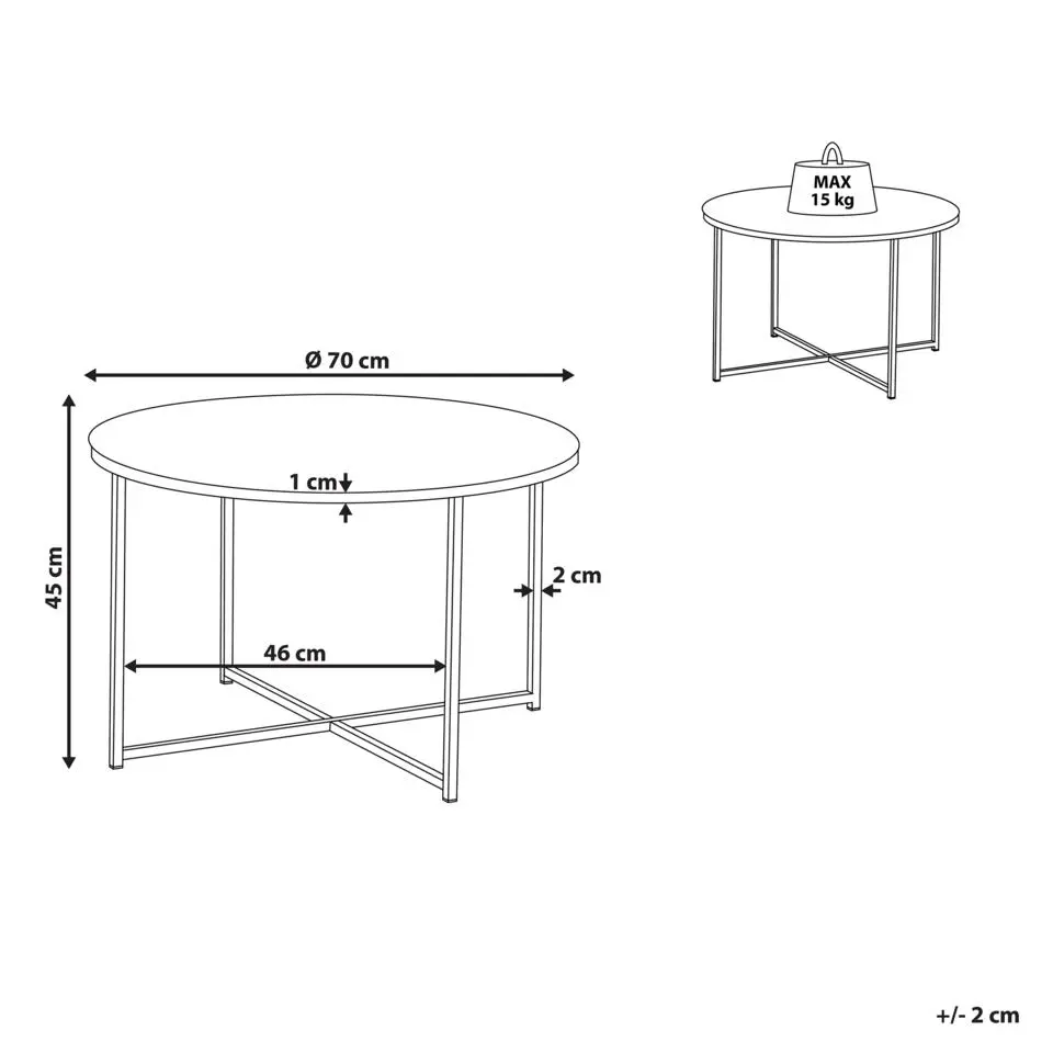 QUINCY - Salontafel - Wit/Zilver - Veiligheidsglas
