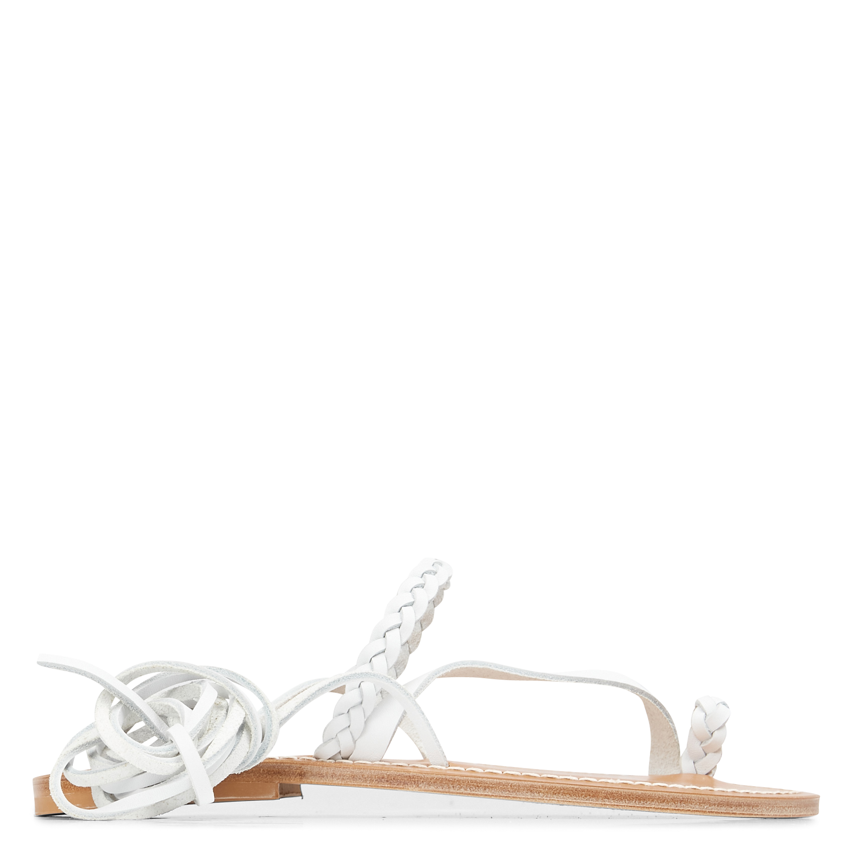 SCARA - Sandales tressées à lacets en cuir | Blanc