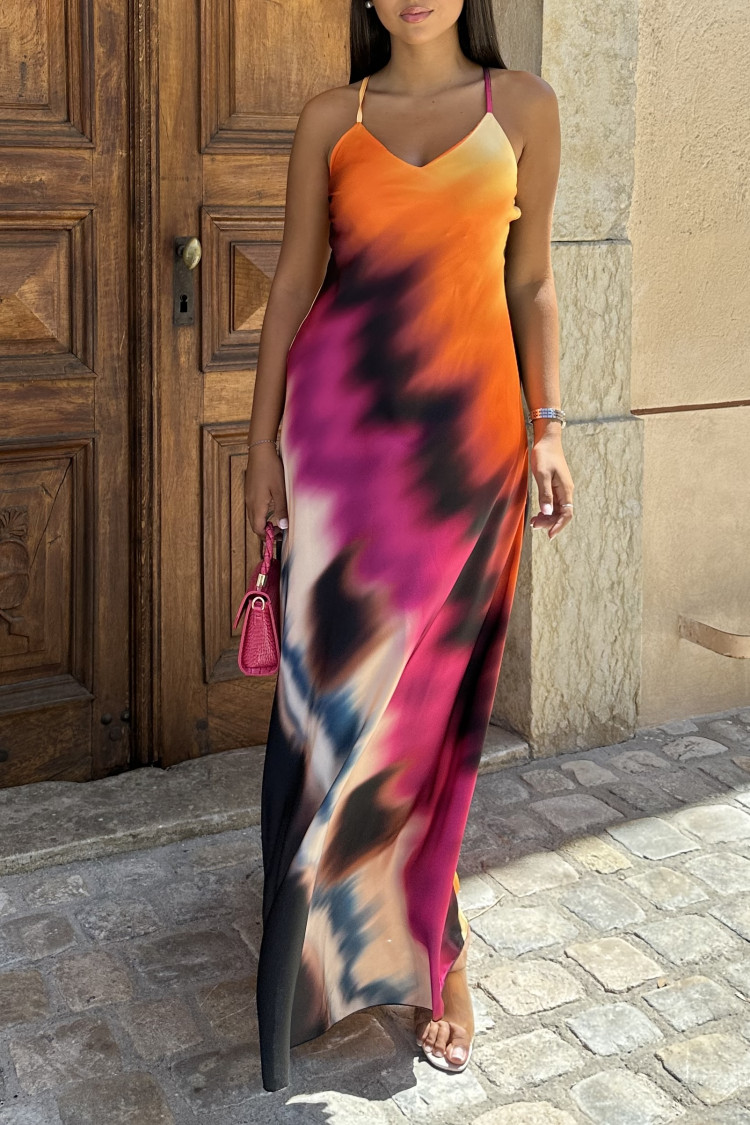 Robe jaune à bretelles dégradée
