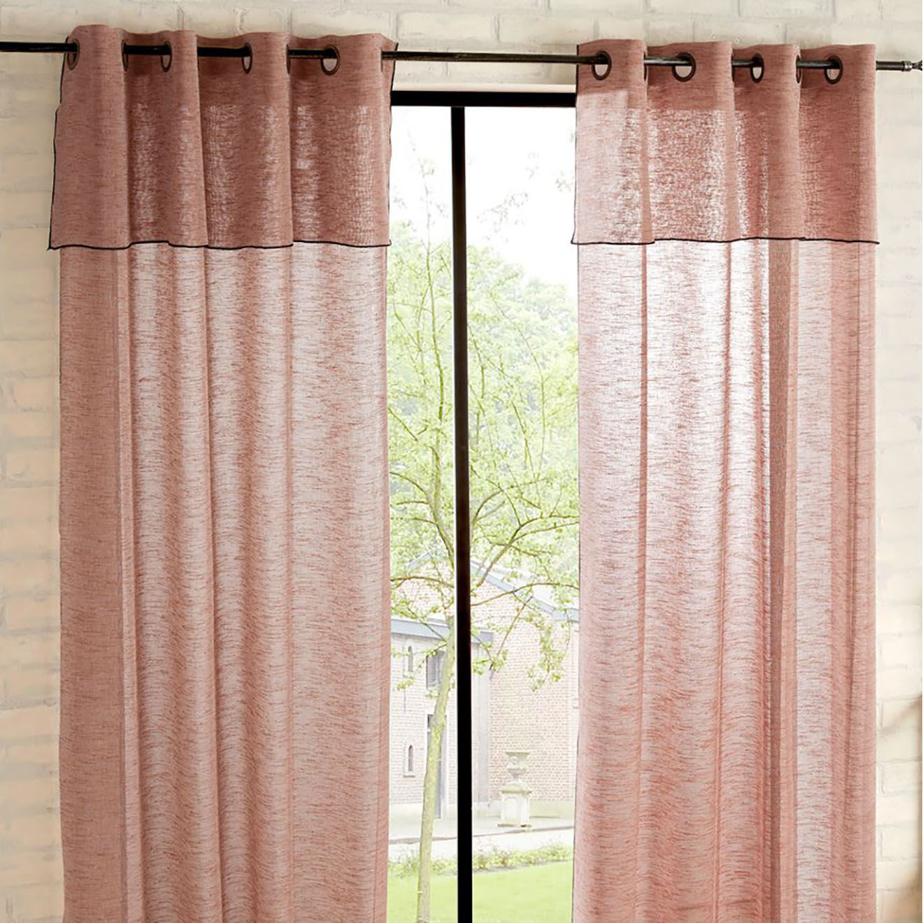 Atmosphera 2 Voilages Fred terracotta - 140x240 cm