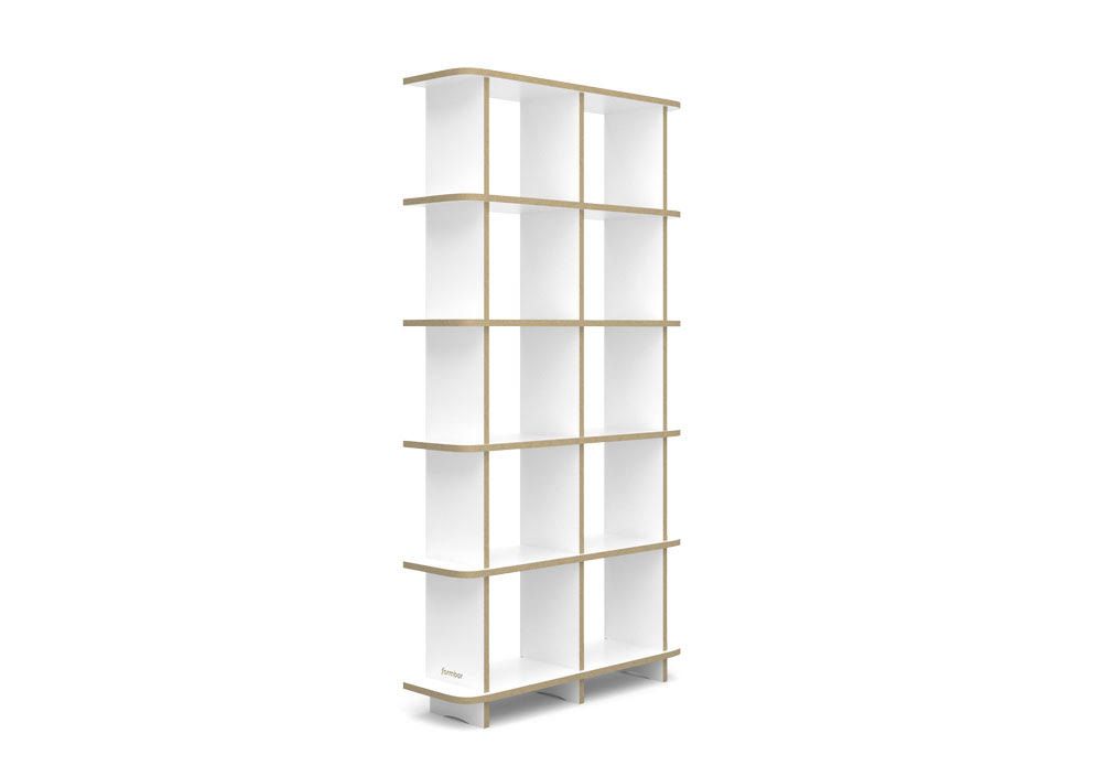 Konfigurierbares Bücherregal, 90x180x28, Weiß, MDF Natur, Design Regal