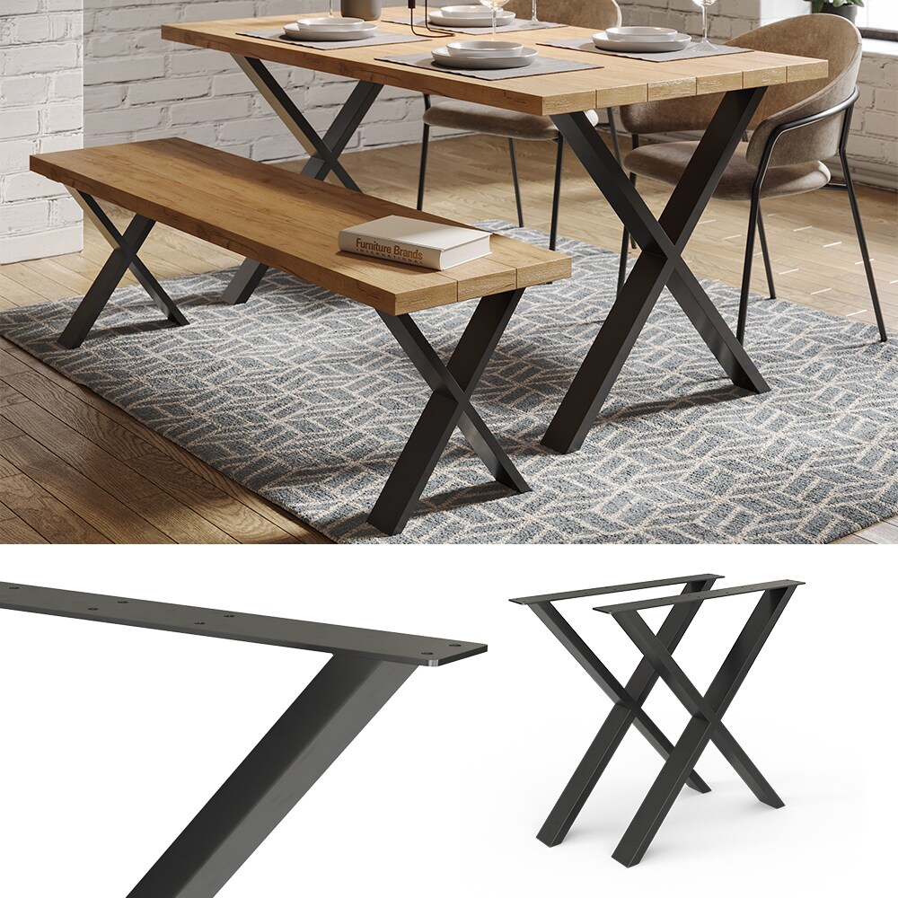 Vicco Loft Tischkufen X-Form 72cm Tischbeine DIY Tischgestell Esstisch Möbelfüße