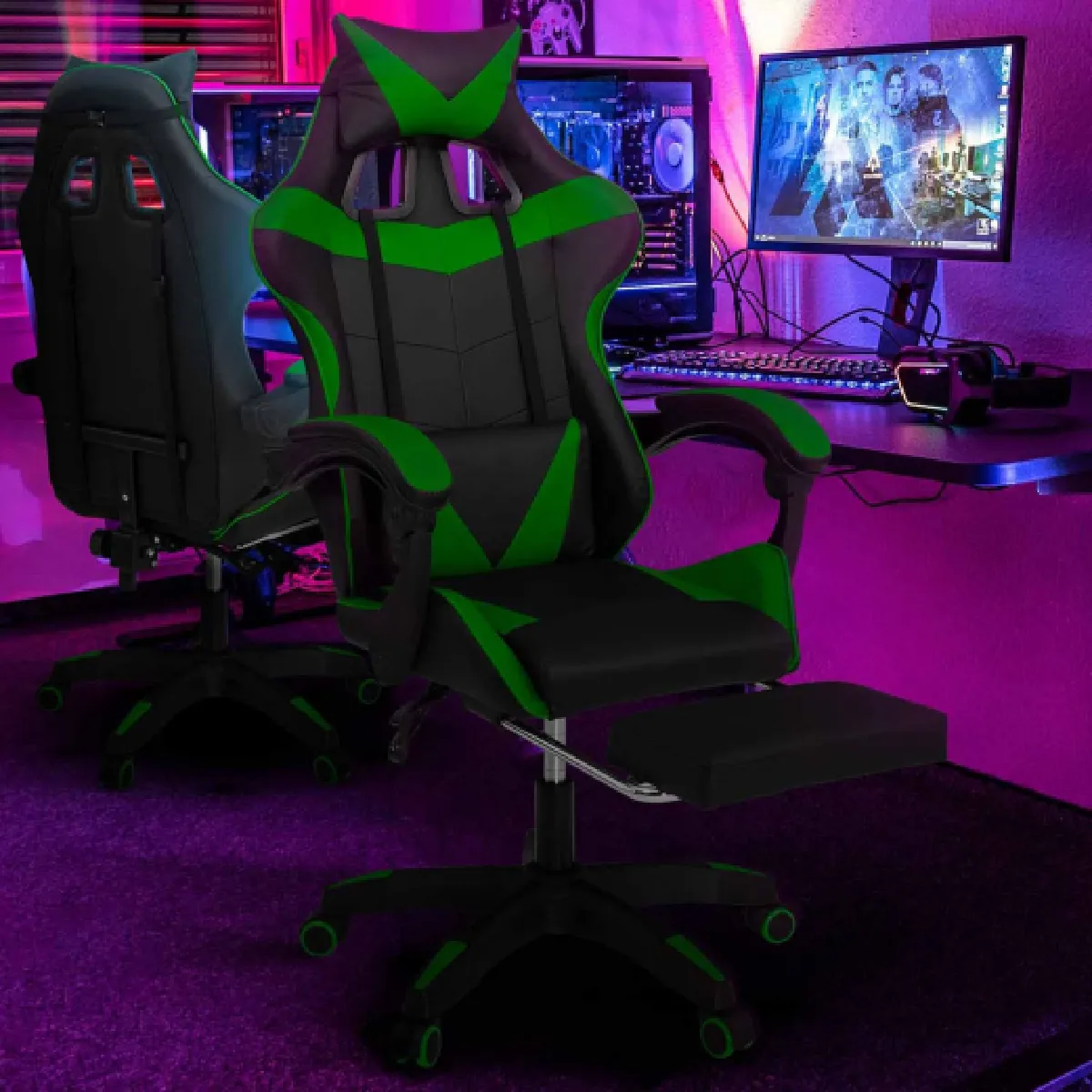 Idmarket MARKET Fauteuil gaming ALEX - Noir/Vert