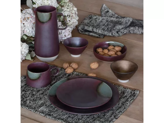 HABITAT - Assiette à dessert en porcelaine - 21 cm - Prune (Lot de 6) - Thelma
