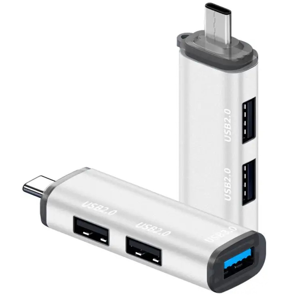 USB C (m) auf 2x USB 2.0 / 1x USB 3.0 (w) Daten Adapter Stecker (5 Gbit/s) - Silber