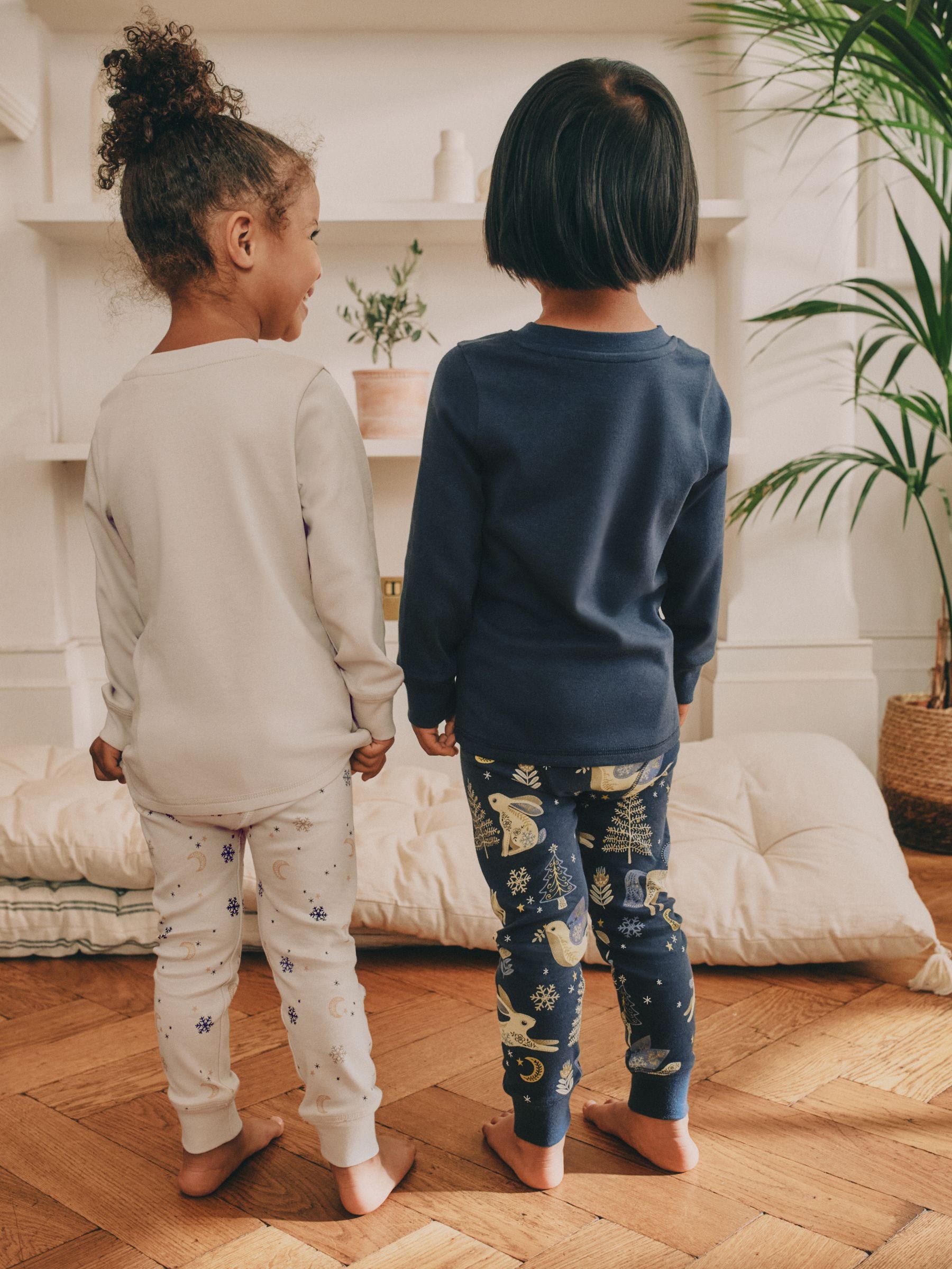 Marineblauw / Cream met paard - Set van 2 knusse Kerstmis Pyjama's (9mnd-12jr)